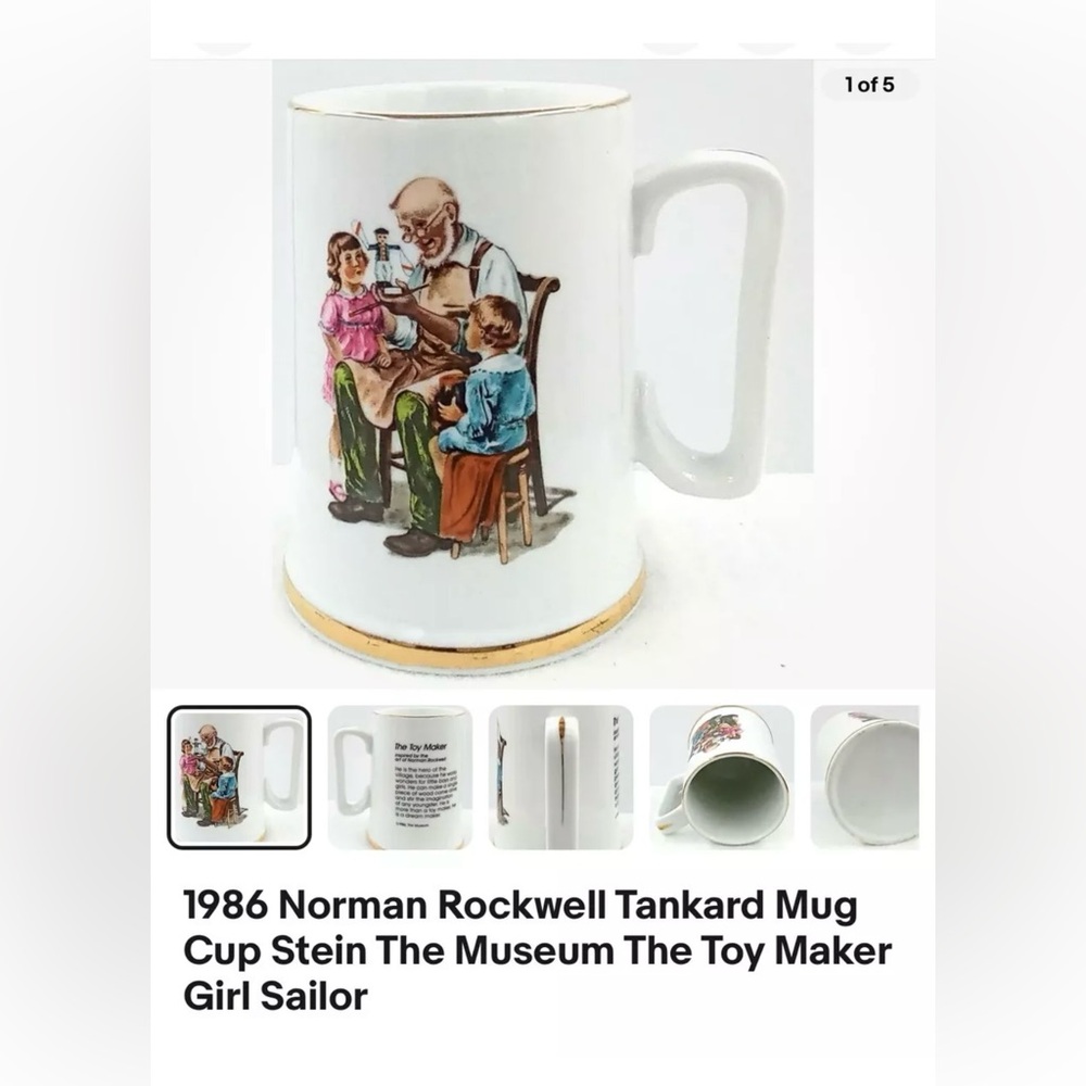 1986 Norman Rockwell Tankard  Mug SteinThe Museum The Toy Maker “Girl Sailor”